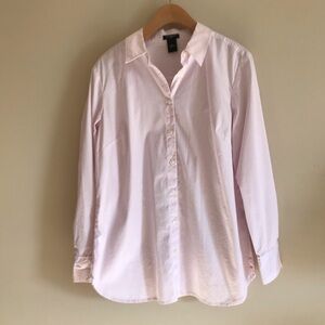 Talbots button down shirt, white with pink & blue stripes, size 10 petite